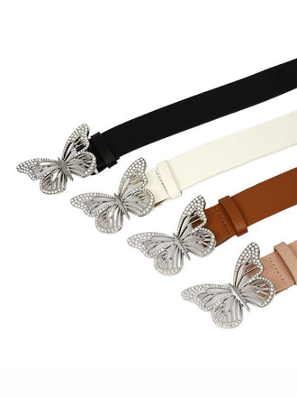 Retro Schmetterling Schnalle Strass breiter Gürtel