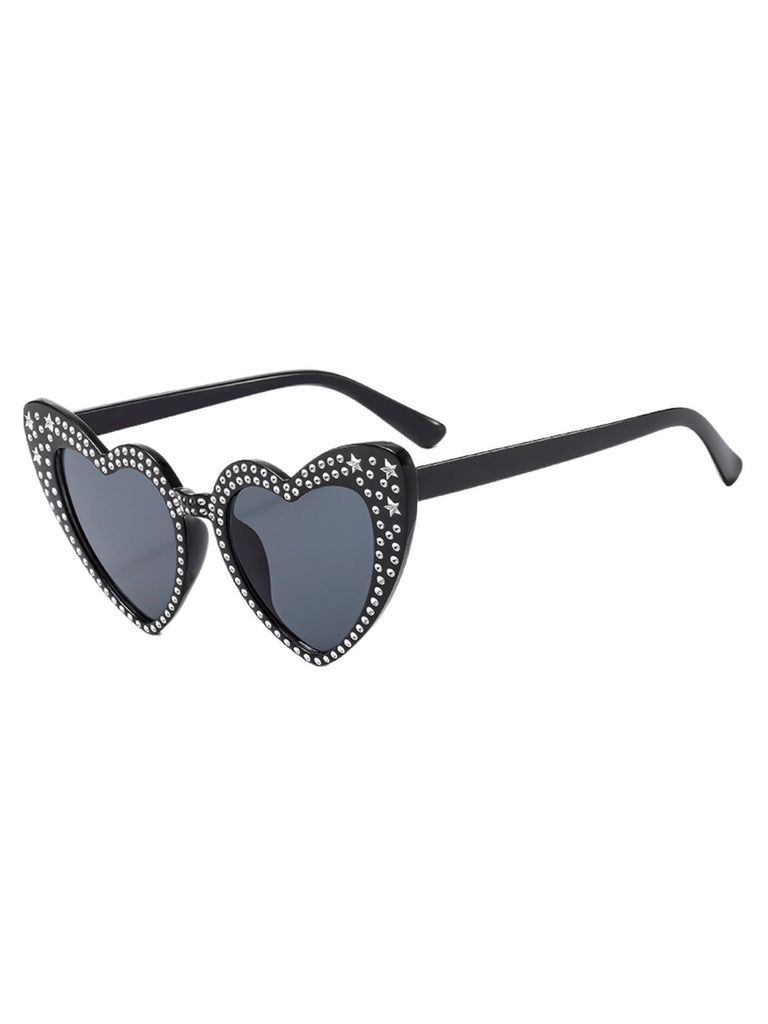 Solide Strass Herz Rahmen Sonnenbrille