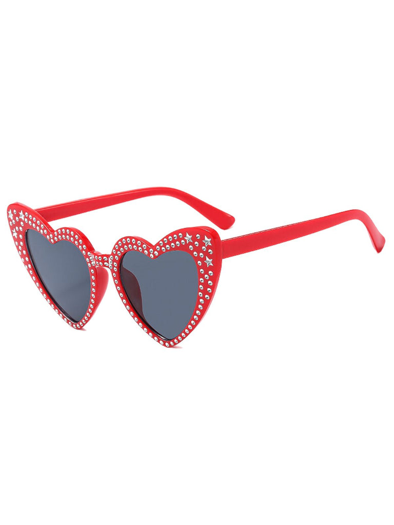 Solide Strass Herz Rahmen Sonnenbrille