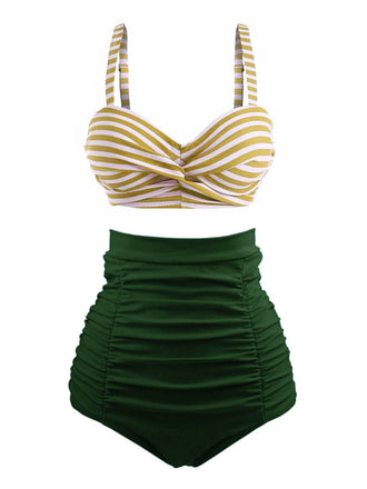 GESTREIFTES COLORBLOCK VINTAGE BIKINI SET