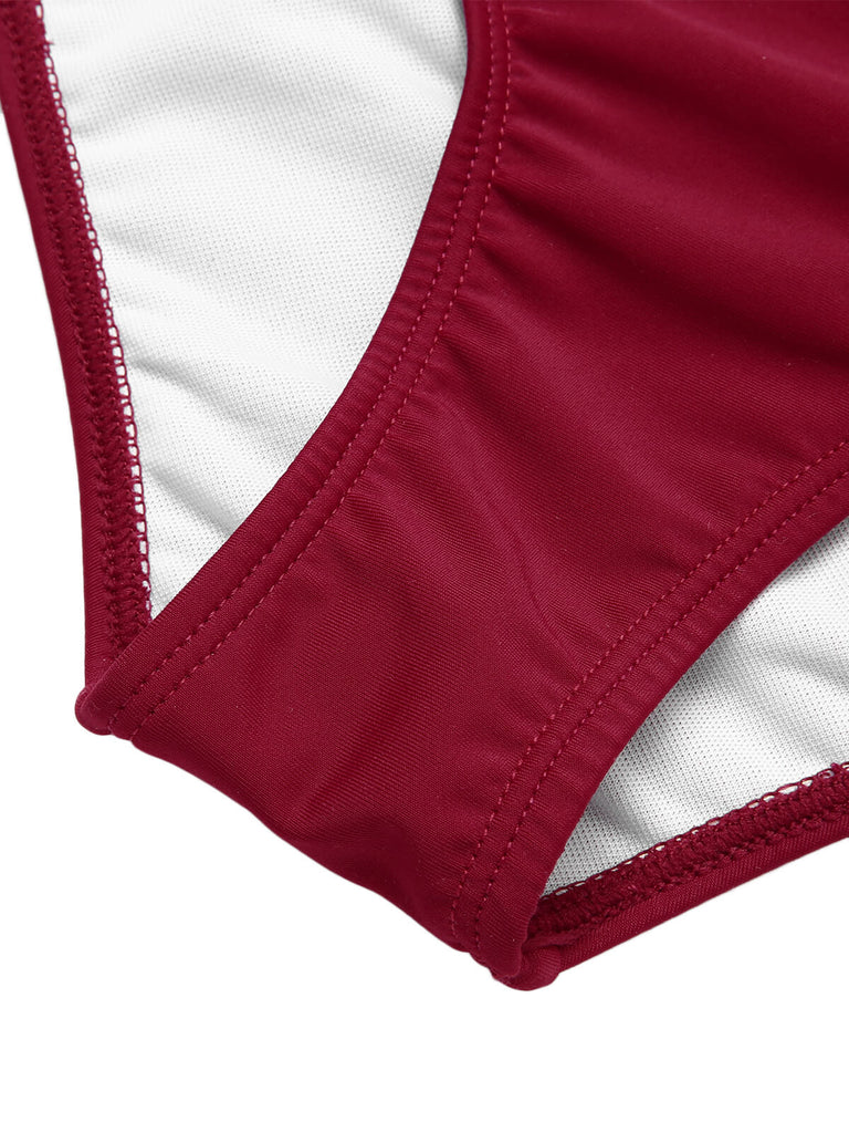 Roter 1940er Erdbeer Netzband Badeanzug