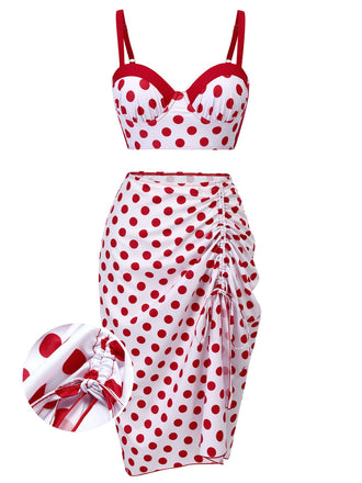 3Pcs Red Polka Dot Faltenbadeanzug