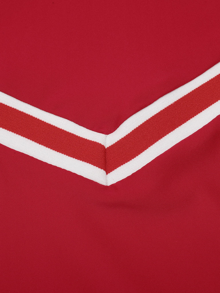 Rot 1940er Solid Patchwork V-Ausschnitt Badeanzug
