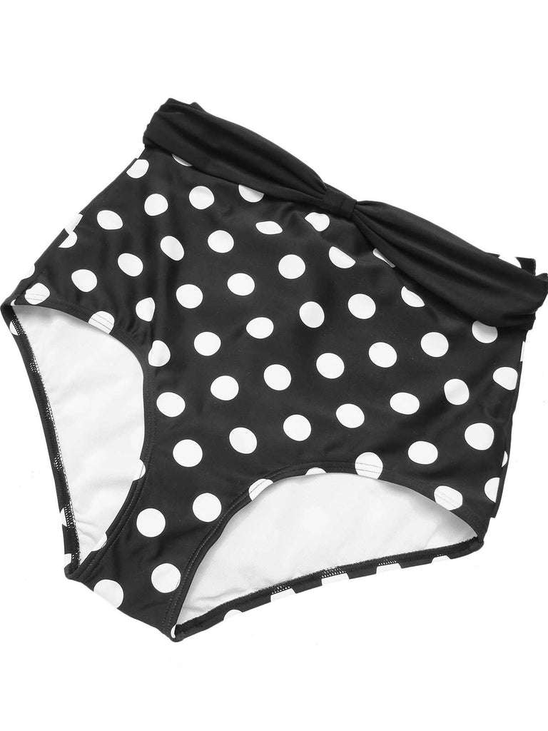 1950er Halter Kontrast Polka Dots Badeanzug