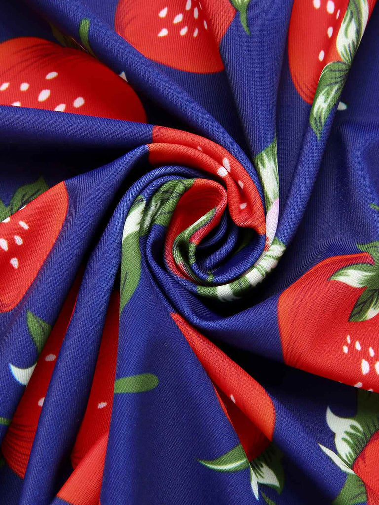 [Übergröße] Multicolor 1930er Farbblockierte Erdbeere Halter Badeanzug