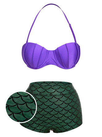 1950er Halter Meerjungfrau Schuppen Badeanzug