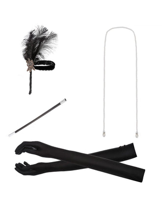 1920ER STRINBAND HALSKETTE HANDSCHUHE ZIGARETTENHALTER SATZ