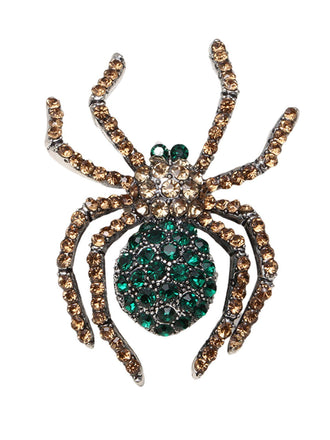 RETRO HALLOWEEN SPINNE STRASS BROSCHE
