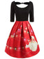 Rot 1950er Patchwork  Weihnachten Bogen Kleid