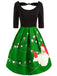 Rot 1950er Patchwork  Weihnachten Bogen Kleid